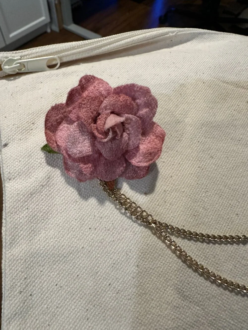 Pink Rose Hair Chain Accessory – Double-Sided